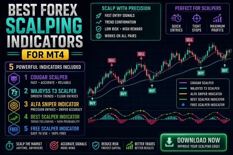 Download the 5 Best Forex Scalping Indicators for MT4 +trading guide.