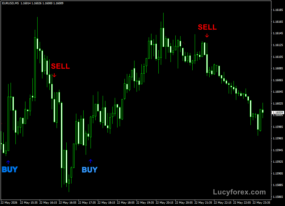 Cougar MT4 Scalper applied to the EURUSD M5 trading chart.